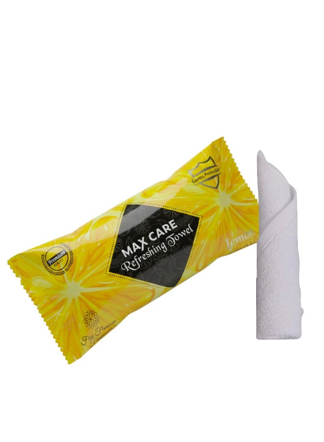 ماكس كير عبوة من 100 منشفة مبللة منعشة للصالة الرياضية، صالون التجميل، مناشف تبريد، مناشف للاستخدام مرة واحدة، مناشف مبللة منعشة لإزالة المكياج برائحة الليمون - Image 1